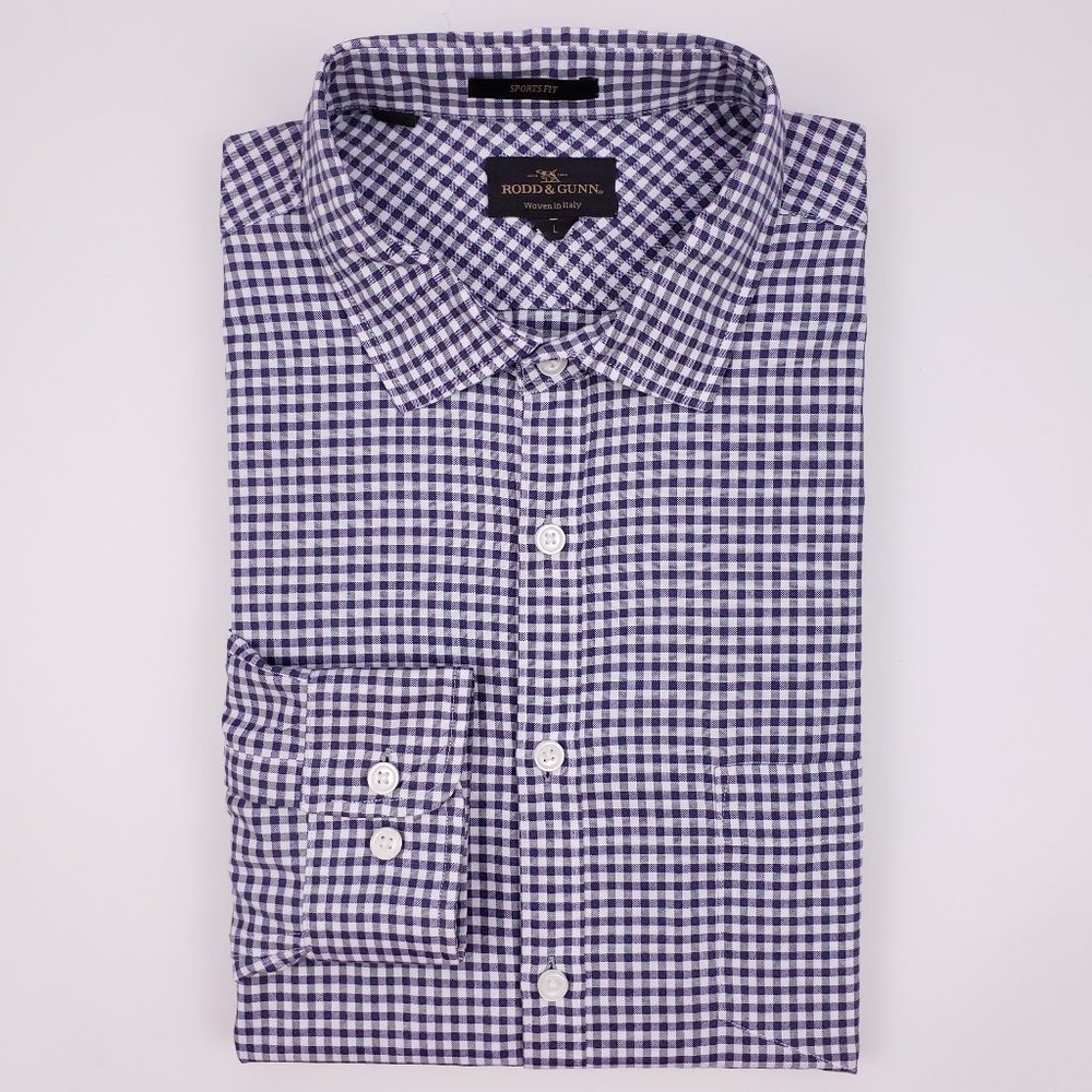 Rodd And Gunn Shirt Large Purple White Gingham Cot
